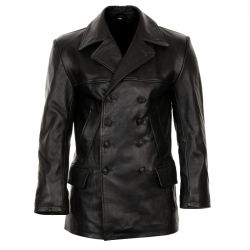 German Black Leather U-Boat Jacket