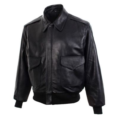 Black Leather US Pilots A2 Jacket